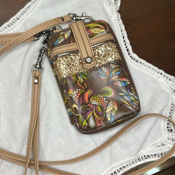 Sakroots Artist Circle Sienna Smartphone Wallet Crossbody Wristlet - Picture 1 of 10